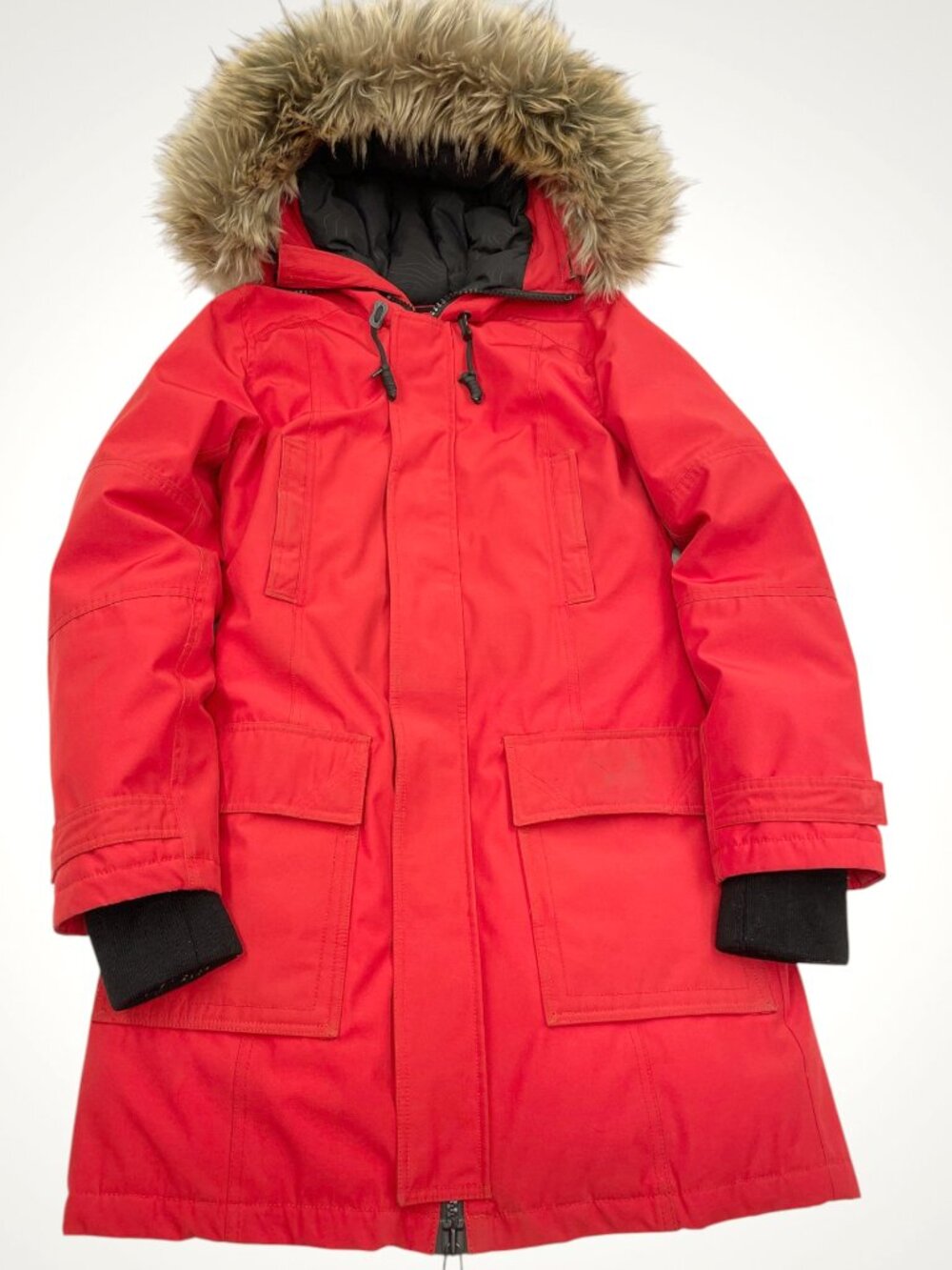 Tna Aritzia Bancroft Red Goose Down Faux Fur Hooded Parka Coat Jacket Women's M